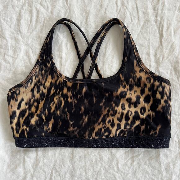 With Wear it To Heart Leopard Cheetah Celestial Print Strappy Sports Bra Size M - Picture 2 of 7